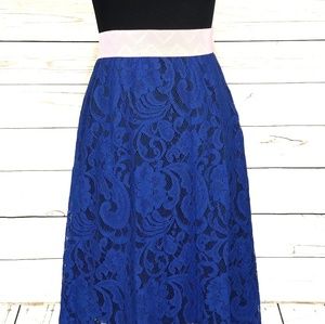 LuLaRoe Blue Lace Lola Skirt Size Small